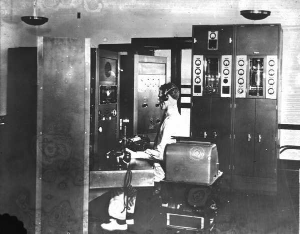 Man operating the radio control room