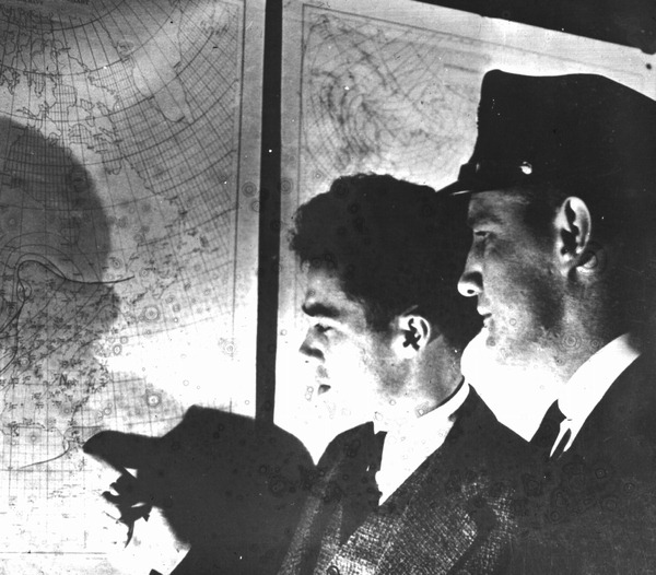 Pilot and weather chart of his route
