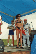 Contestant on stage during the Battle of the Bands festival beauty contest in Okeechobee.