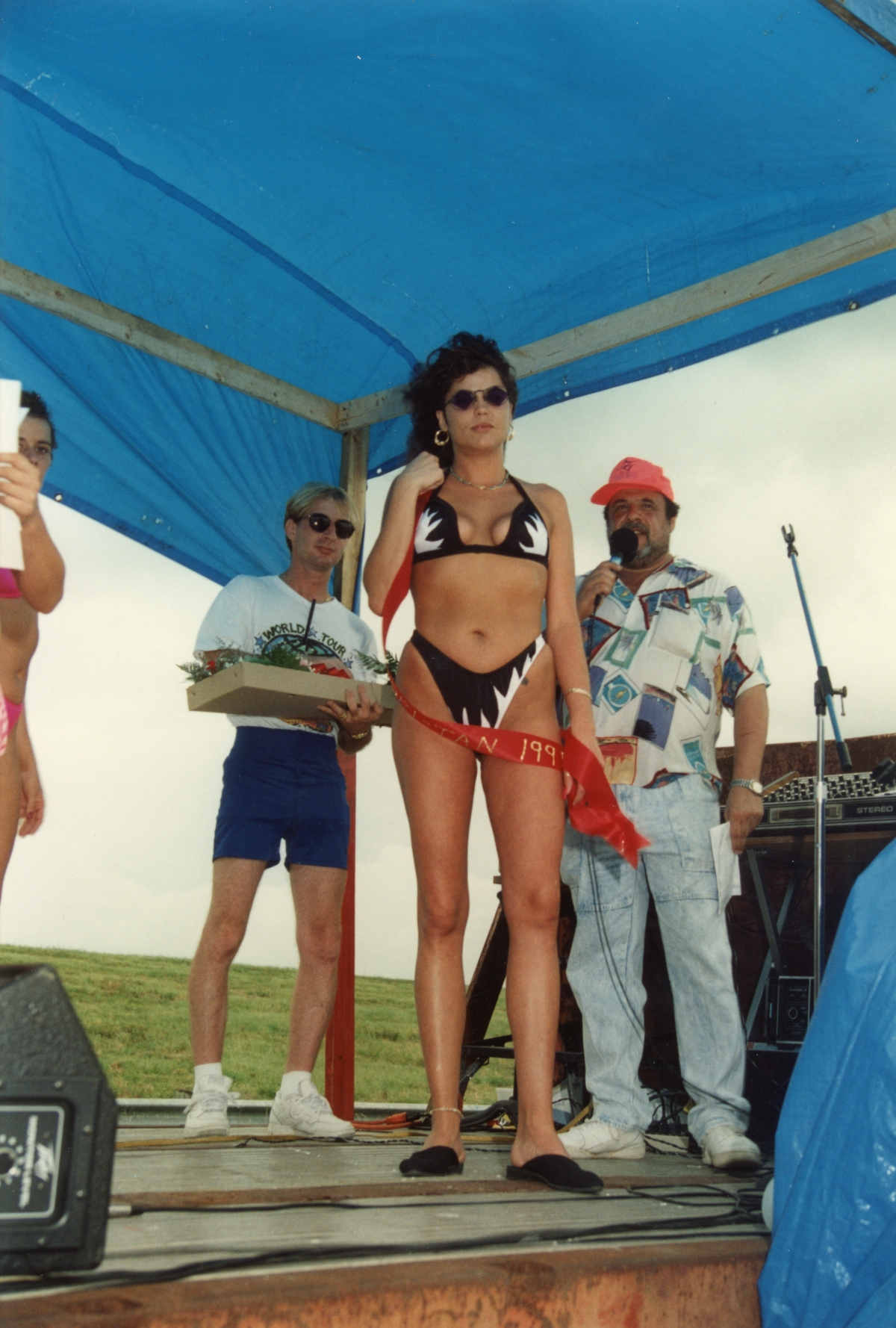 Contestant on stage during the Battle of the Bands festival beauty contest in Okeechobee.