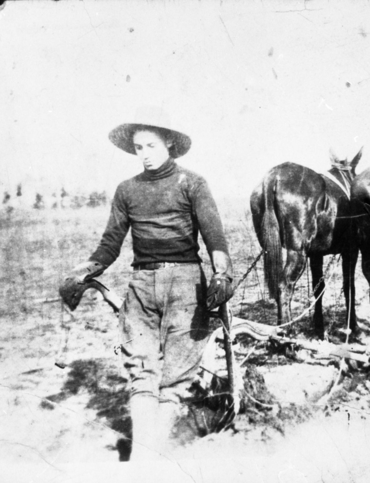 Dorsey C. Richardson with mule-drawn plow - Blue Springs, Madison County, Florida