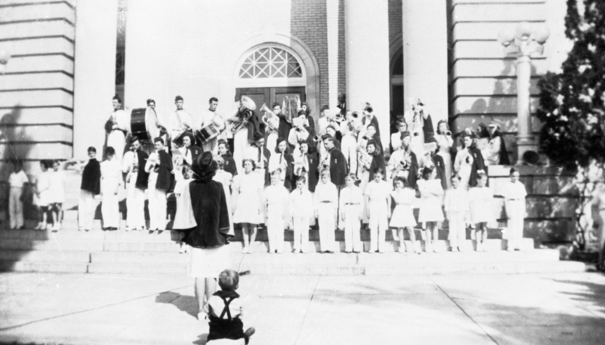 Madison High School Band on courthouse steps - Madison, Florida