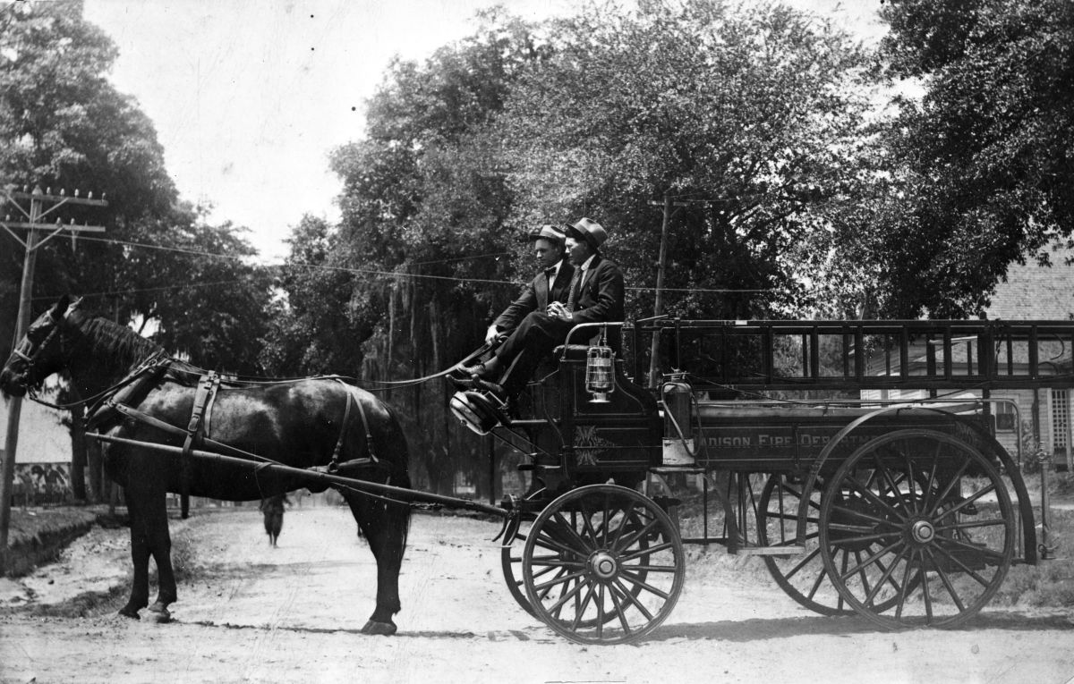 Horse drawn fire wagon - Madison County, Florida