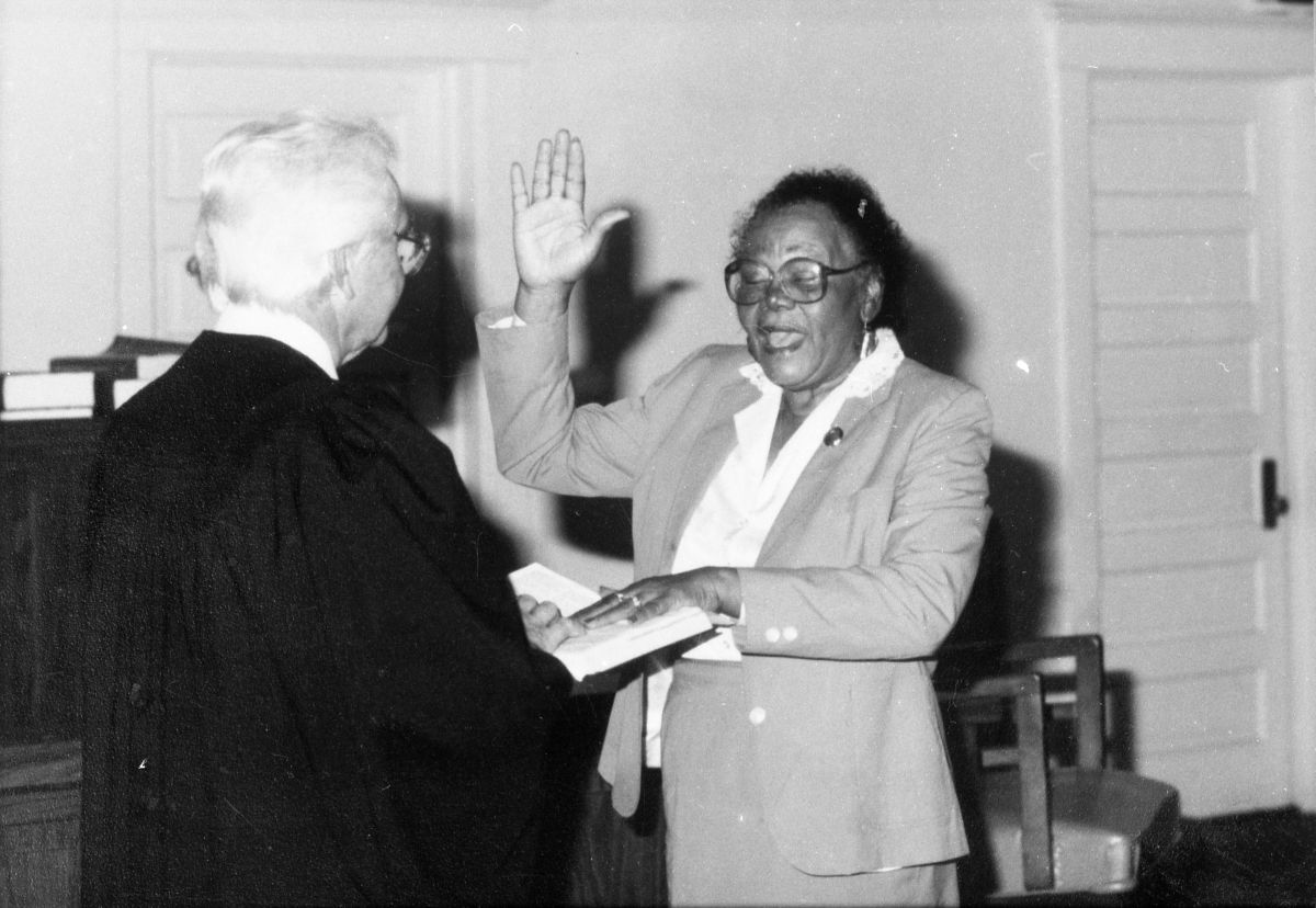 Marybelle V. James being sworn in by Judge Peach - Madison, Florida