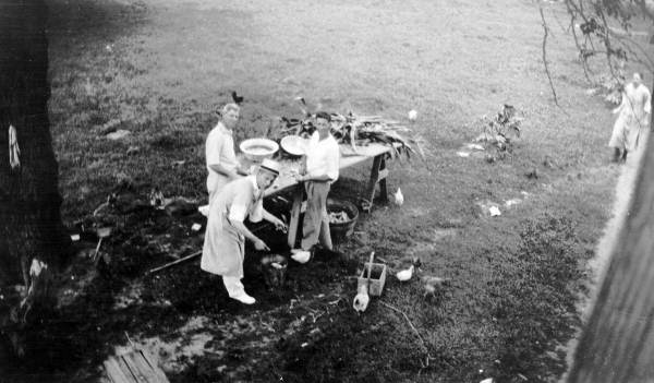 Millard Caldwell and two other men in the yard - Richmond, Virginia