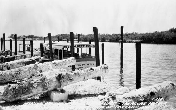 Treasure Princess at dock behind McKee's museum of sunken treasure.