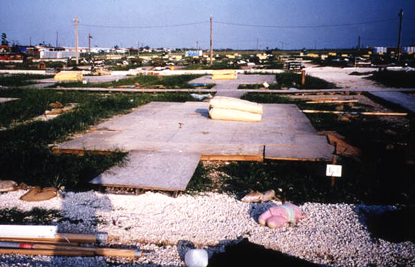 Scene showing the aftermath of Hurricane Andrew in Dade County, Florida.