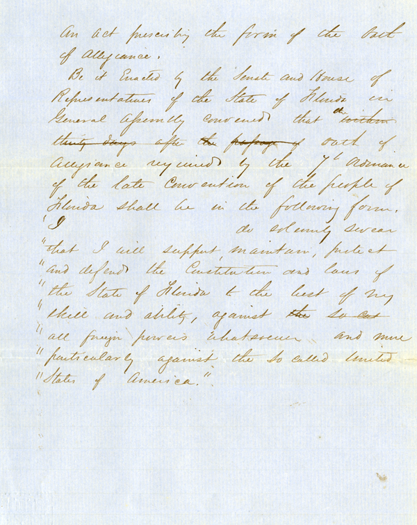 An Act Prescribing the Form of an Oath of Allegiance, 1861 
