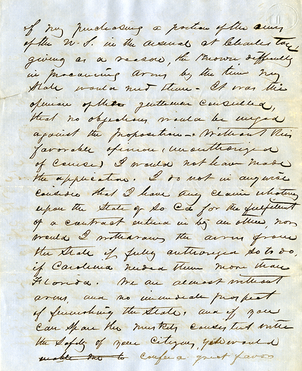 M. S. Perry to F. W. Pickens, January 12, 1861
