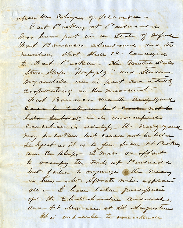 M. S. Perry to F. W. Pickens, January 12, 1861
