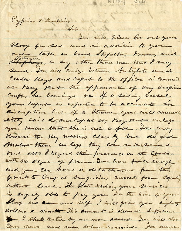 Brigadier General Joseph M. Taylor to Cyprian T. Jenkins, May 22, 1861
