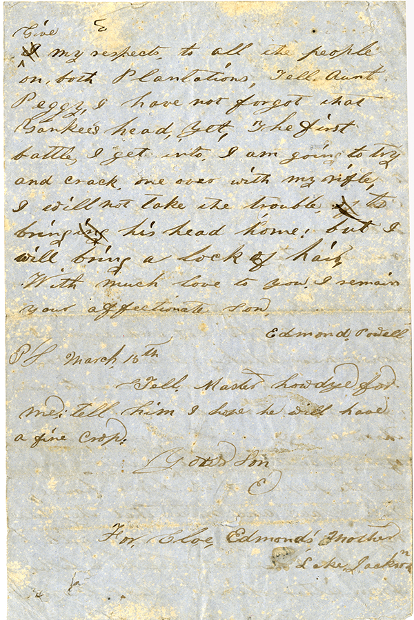 Edmond Powell to My Dear Mother, March 14, 1862
