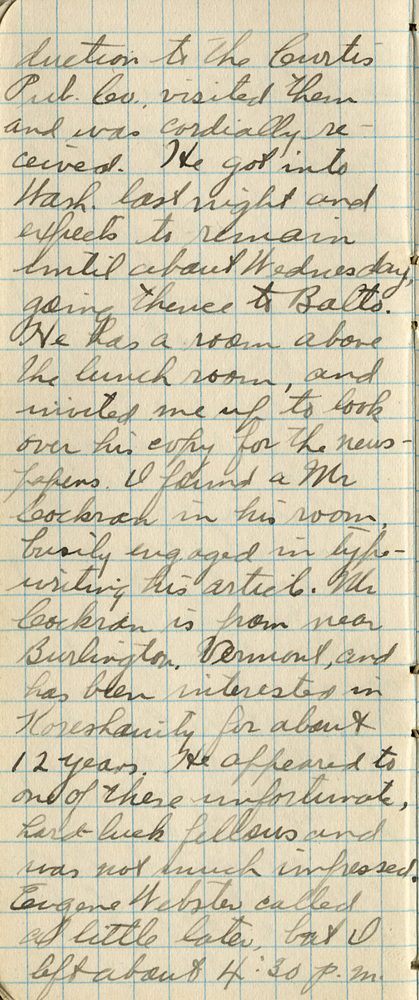Claude Rahn&rsquo;s journal entry dated December 17, 1911
