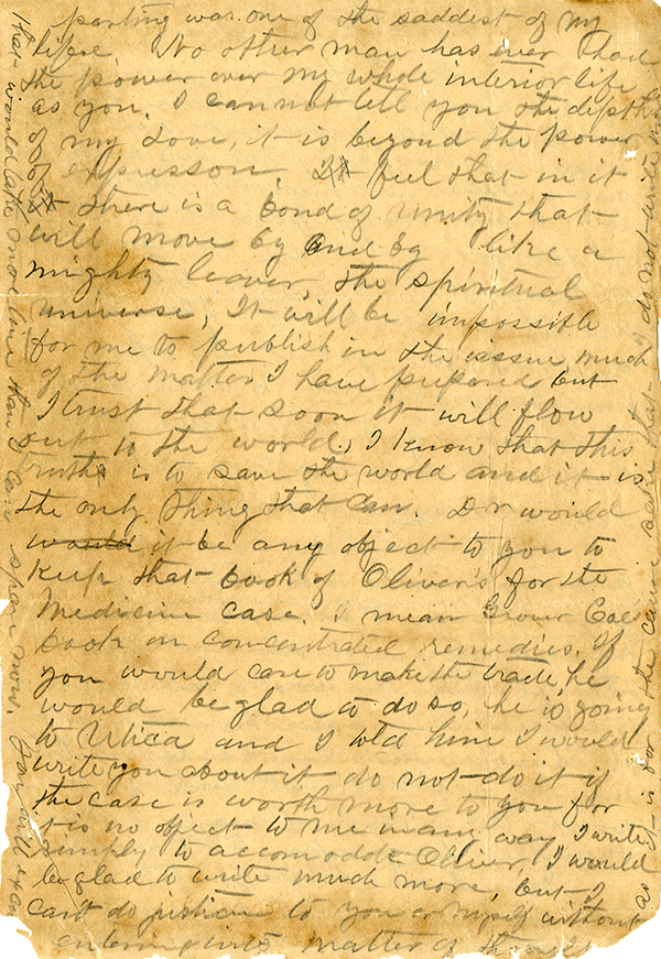 Correspondence from Dr. Teed to Dr. Andrews, 1887
