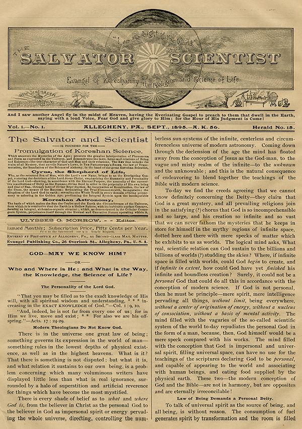 First issue of <em>Salvator and Scientist</em>, September 1895
