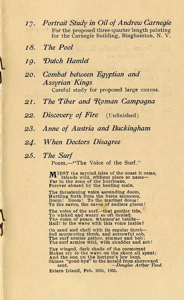 Exhibition of art program, 1905
