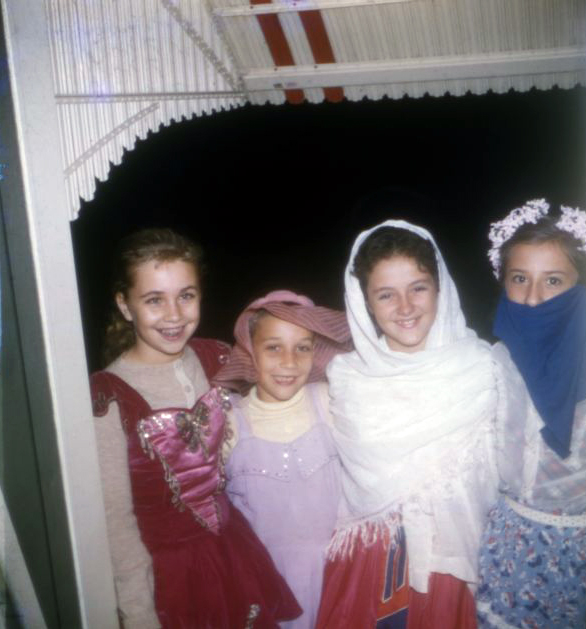Girls trick-or-treating in Miami on Halloween.