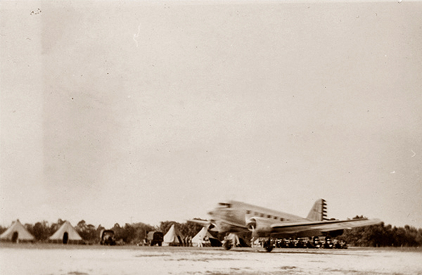 C-32 Douglas aircraft landing at Lowe Field during an airshow in Sarasota.