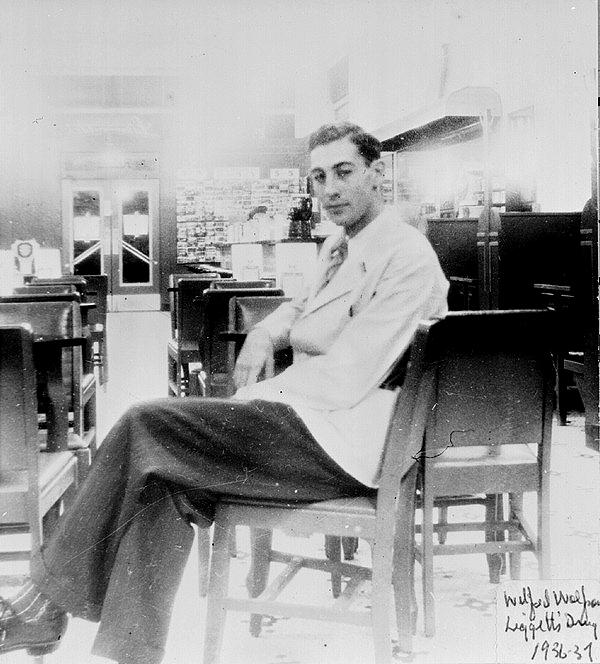 Wilford Wolfson sitting in Liggett's Drug Store