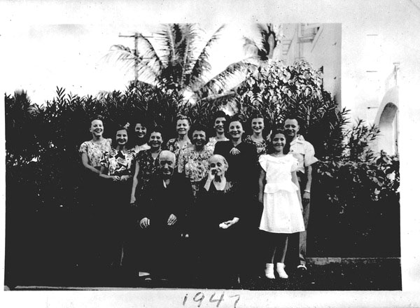 Louis and Rosa Weinkle's 60th wedding anniversary photo with daughters-in-law - Miami Beach, Florida.