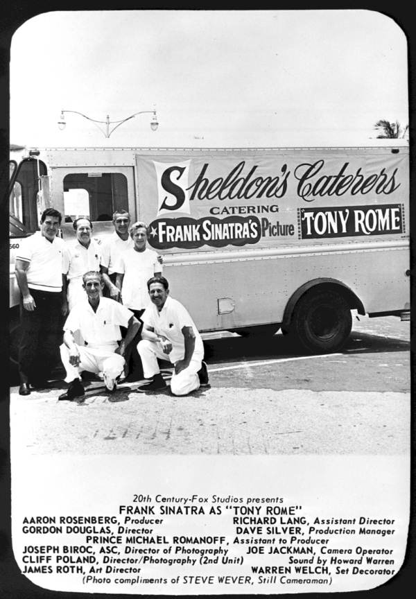 Sheldon's Caterers truck during filming of "Lady in Cement" - Miami Beach, Florida