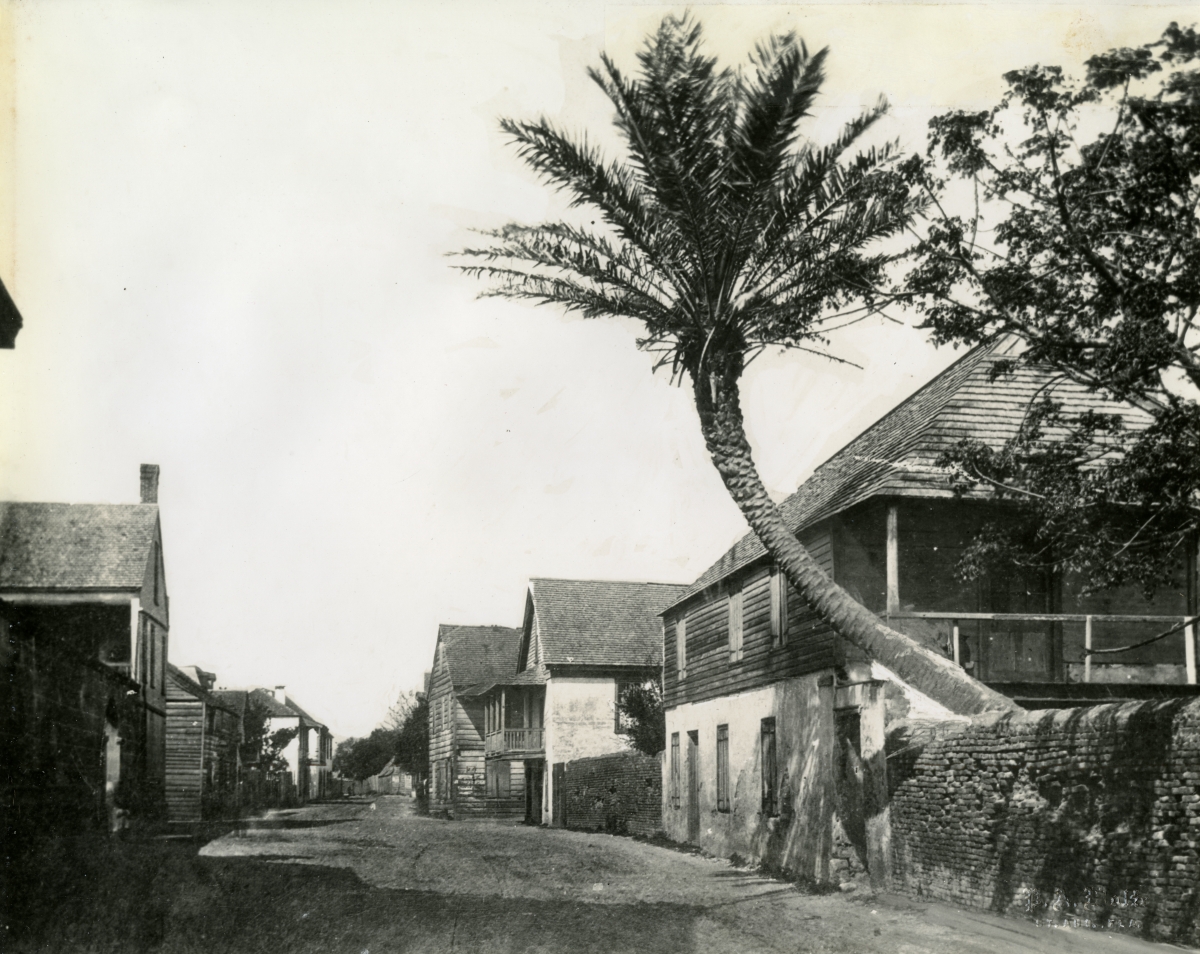 Looking west on St. Francis Street by the historic Oldest House.