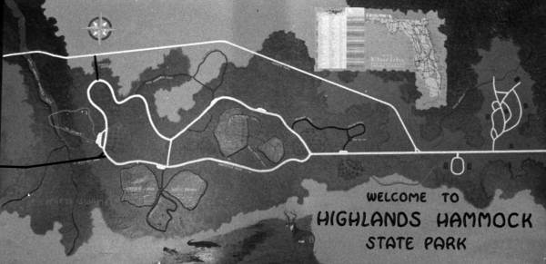 Interpretive map of park at Highlands Hammock State Park - Sebring, Florida .