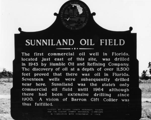 Sunniland Oil Field Historical marker - Sunniland, Florida