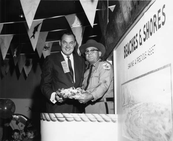 Governor Claude Kirk with the State Board of Conservation display at the Florida State Fair - Tampa, Florida.
