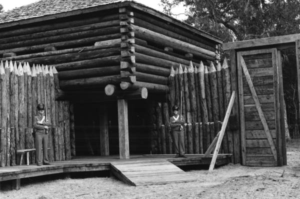 Park rangers dressed as a Second Seminole War soldiers at Hillborough River State Park - Hillsborough County, Florida