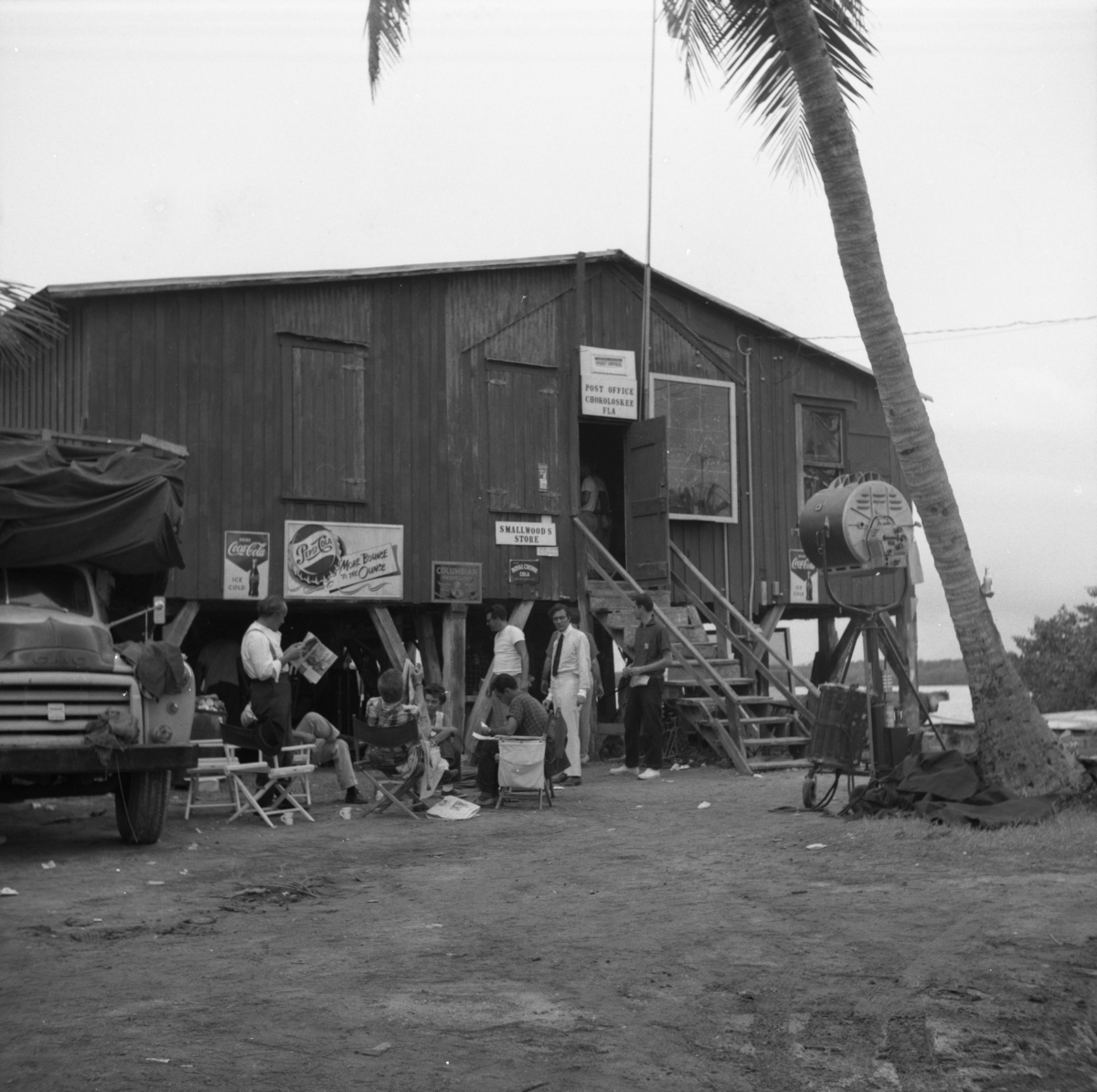 On location during the filming of the movie "Wind Across the Everglades" in Chokoloskee.