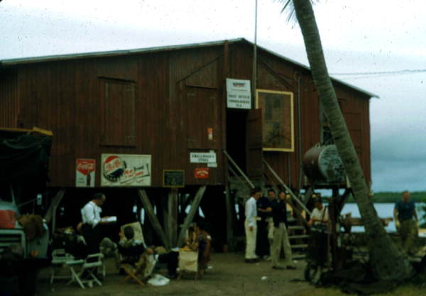 On location during the filming of the movie "Wind Across the Everglades" - Chokoloskee, Florida