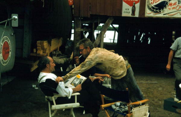 On location during the filming of the movie "Wind Across the Everglades" - Chokoloskee, Florida