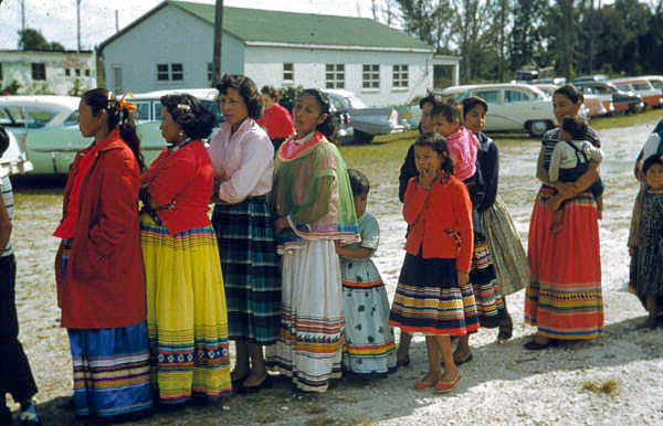 Seminole Indians on a line at the Dania Seminole Indian Reservation