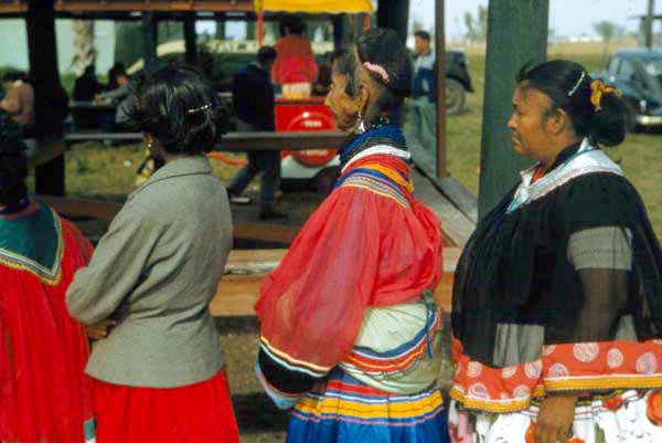 Seminole Indian women on a line at the Dania Seminole Indian Reservation