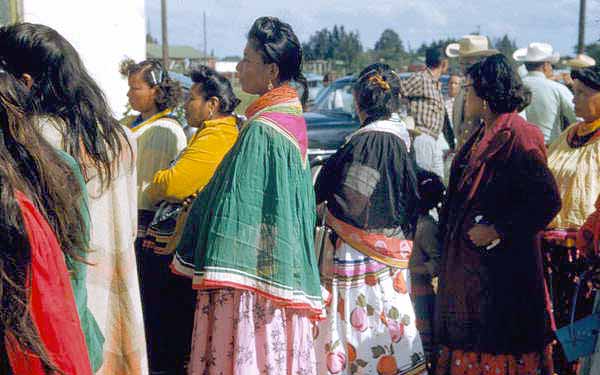 Seminole Indian women on a line at the Dania Seminole Indian Reservation
