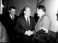 Hubert Humphrey greeting FSU Coach Pete Peterson.