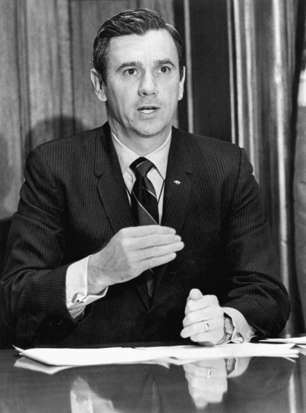 Florida Governor Reubin Askew announces the suspension of a number of officials