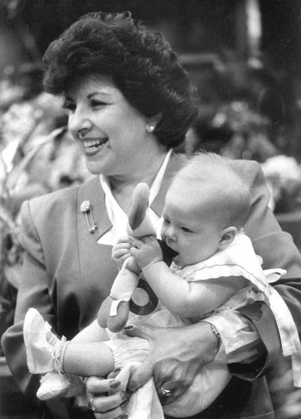 House speaker pro tempore with her 5 month old granddaughter