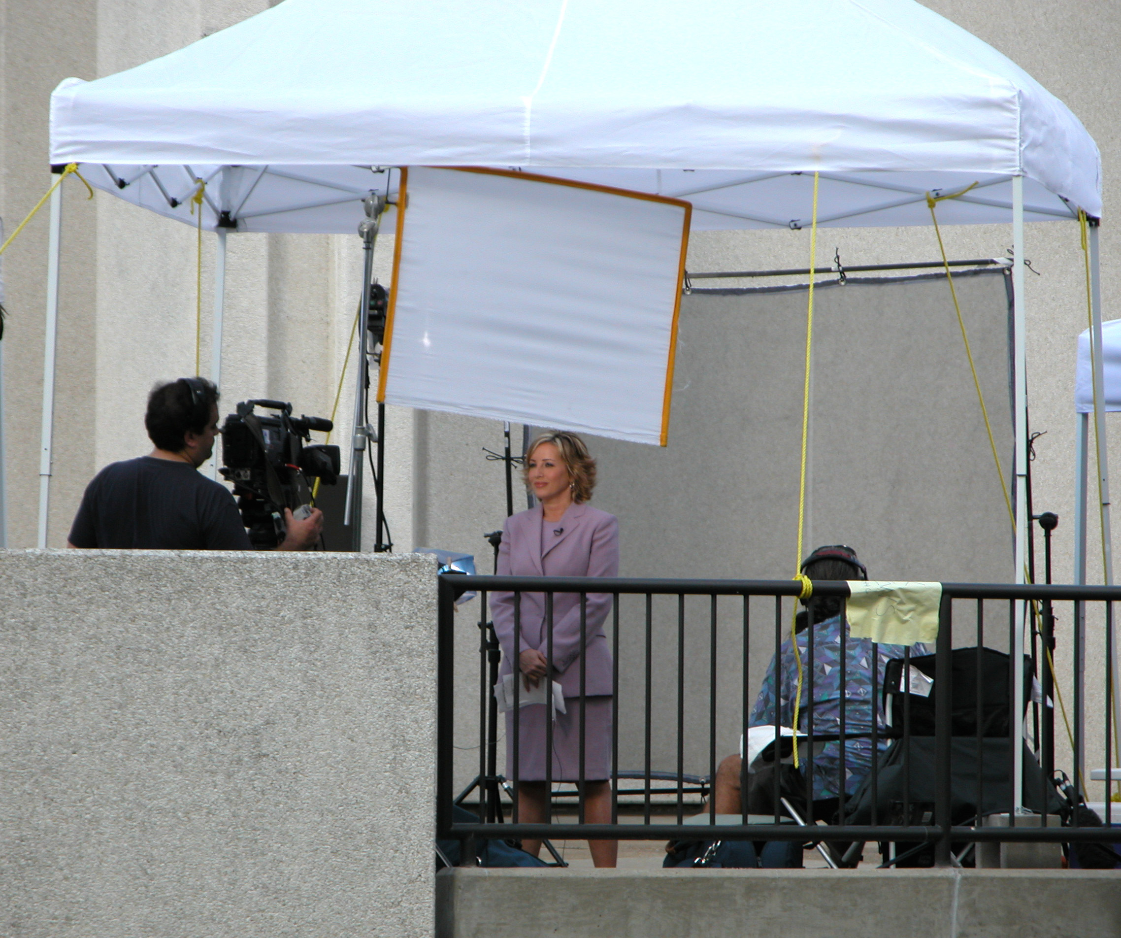 News media at the R.A. Gray Building plaza during the 2004 Presidential election - Tallahassee, Florida