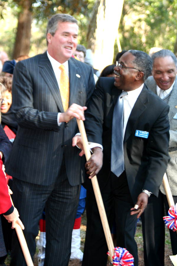 Governor Jeb Bush with Lorenzo Laws during groundbreaking ceremony at Fort Mose - Saint Johns County, Florida.