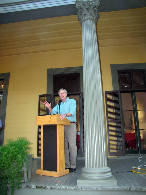 U.S. Rep. Ander Crenshaw speaking on the porch of the historic Brokaw-McDougall House in Tallahassee.