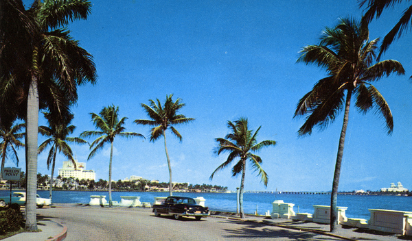 Phillips Point on Lake Worth with the beautiful skylines of Palm Beach and West Palm Beach in the distance.