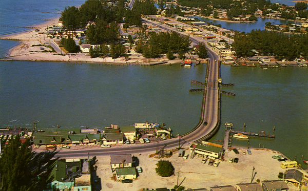 Aerial view overlooking John's Pass at Treasure Island.