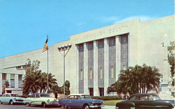 Close-up view of the Hillsborough County Courthouse in Tampa.