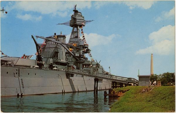 Closeup view of Battleship Texas at the San Jacinto State Park.