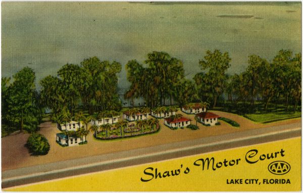 Aerial view of Shaw's Motor Court in Lake City.