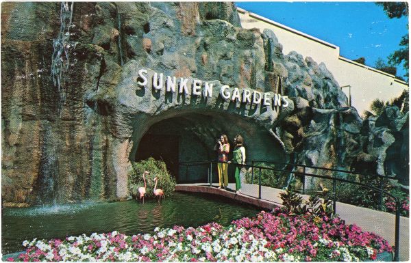 Visitors at the entrance to Sunken Gardens in St. Petersburg.