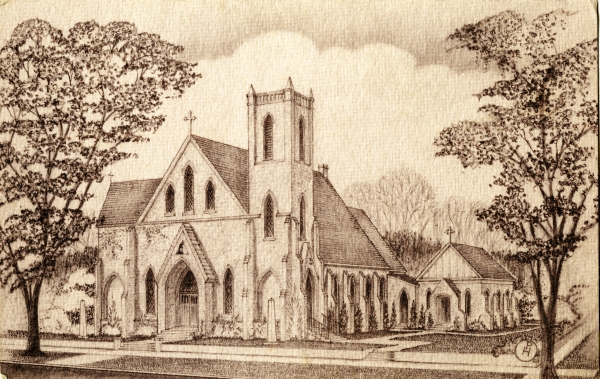 Drawing of the St. John's Episcopal Church in Tallahassee.
