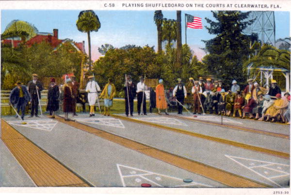 Playing shuffleboard on the courts at Clearwater- Florida